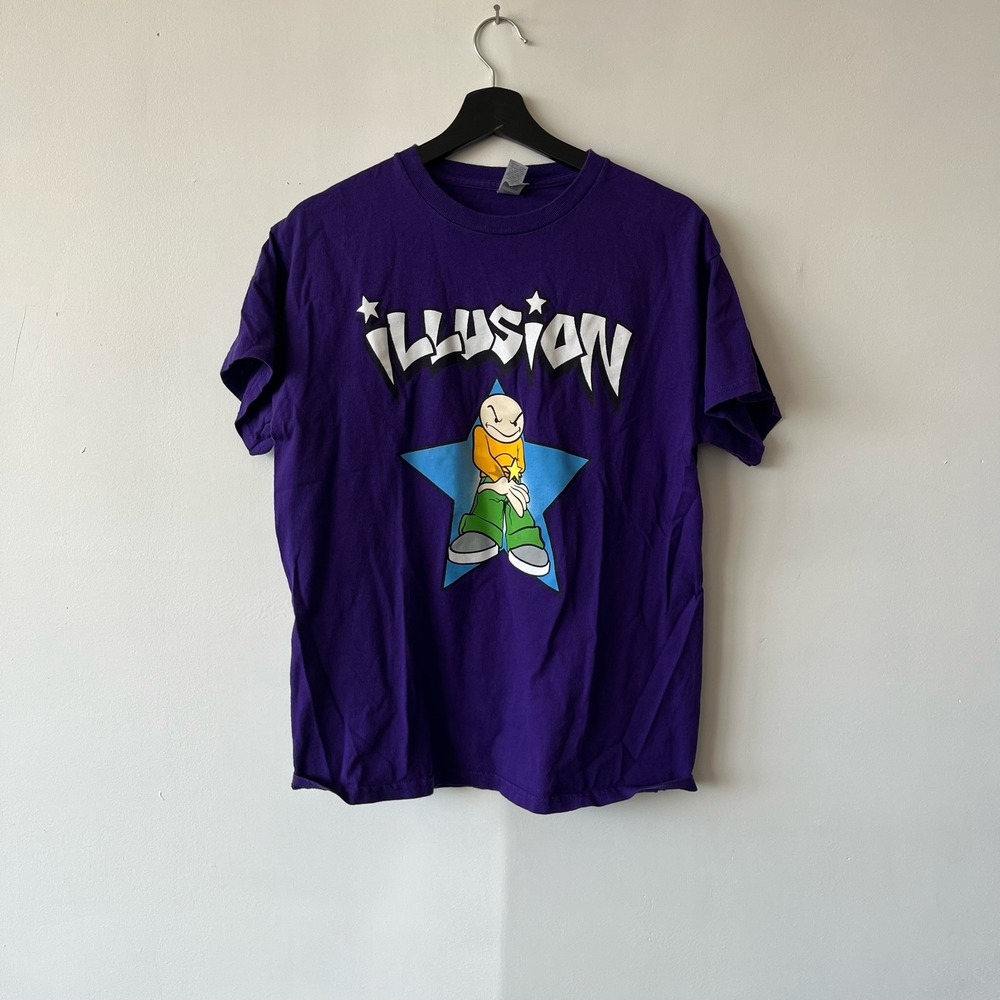 Illusion New York Hardcore Shirt Purple Cartoon Star Graphic‎ T-Shirt Small Punk